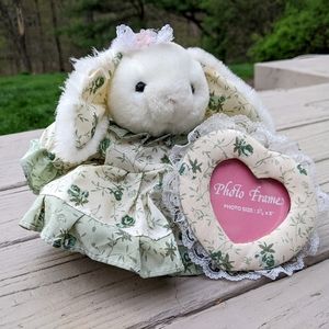 Vintage Plush Rabbit With Heart Photo Frame